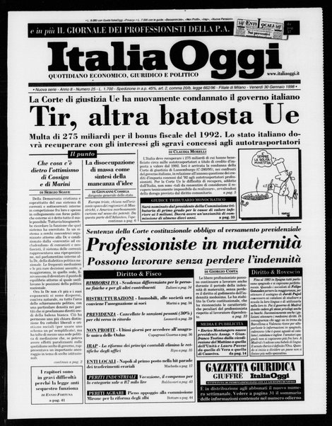 Italia oggi : quotidiano di economia finanza e politica